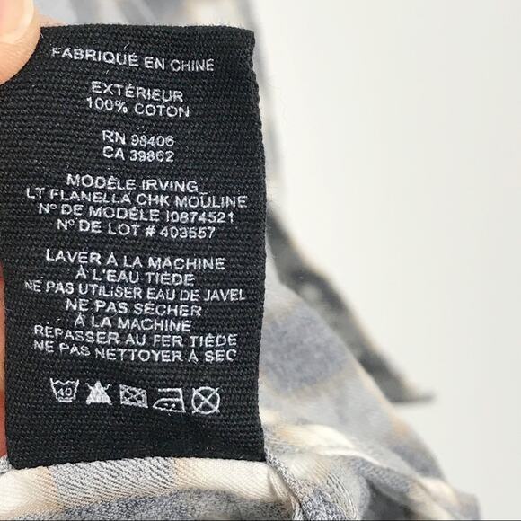 Theory Mens Medium M Desert Check Irving Flanella Button Down Shirt Gray Cotton - Picture 7 of 8